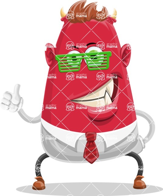 Business Monster Cartoon Character - Business Monster Cartoon Character with Glasses